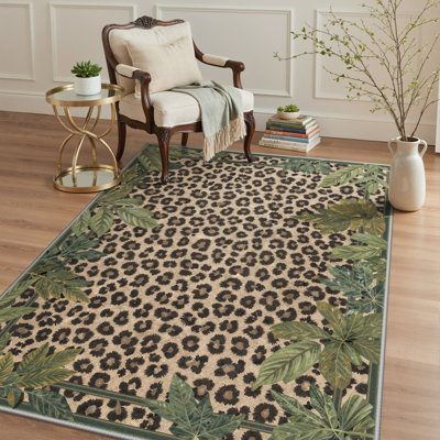 Tapis léopard lavable à la machine Alissa