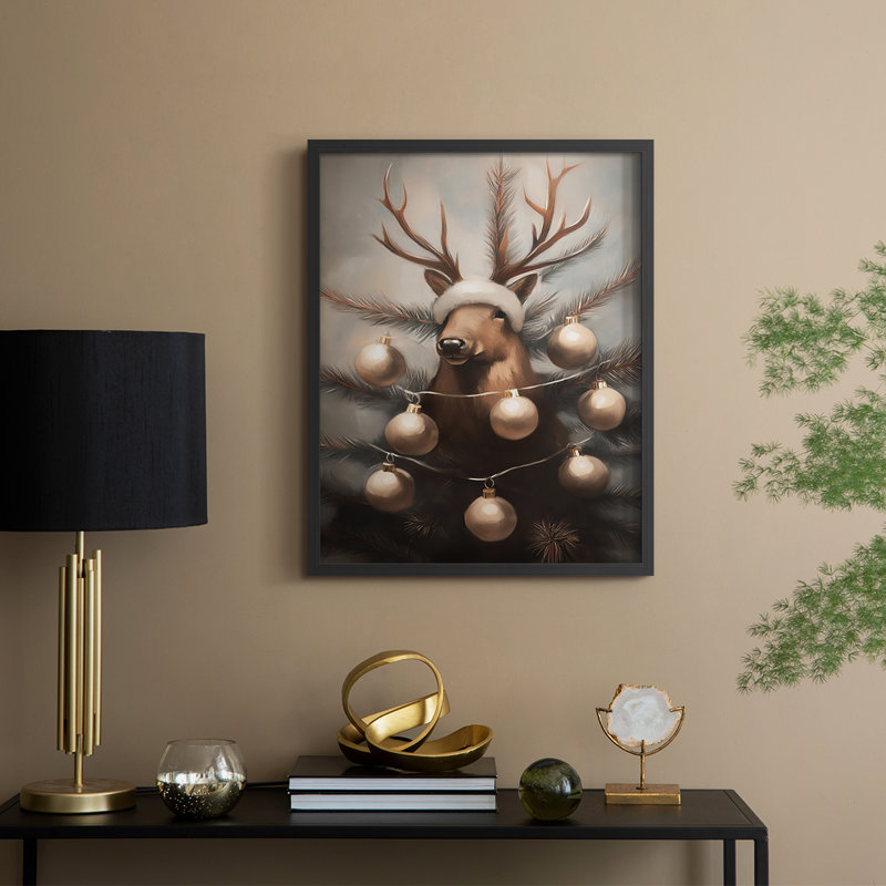 Christmas Holiday Art -Series 2-CXLIX Framed Print - Solid Wood, H 21 po x l 17 po, Noir, noir, noir, noir