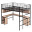 Lit mezzanine en métal noir avec bibliothèque, bureau et armoire. Économisez de l'espace dans les espaces étroits. Qualité de fabrication solide. Assemblage complet requis. Maximisez les espaces confinés. Structure.