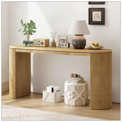 Console incurvée à rayures verticales uniques, idéale pour le salon, le bureau et l'entrée