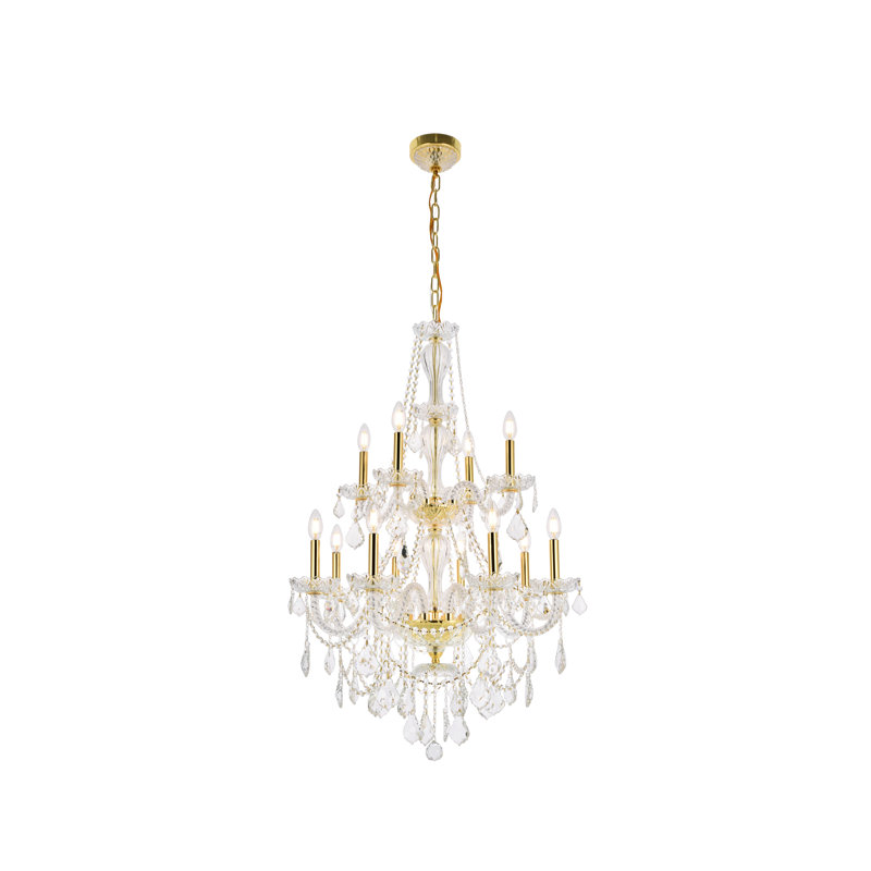 Lesli - Light Candle Style Tiered Chandelier, Gold, 12