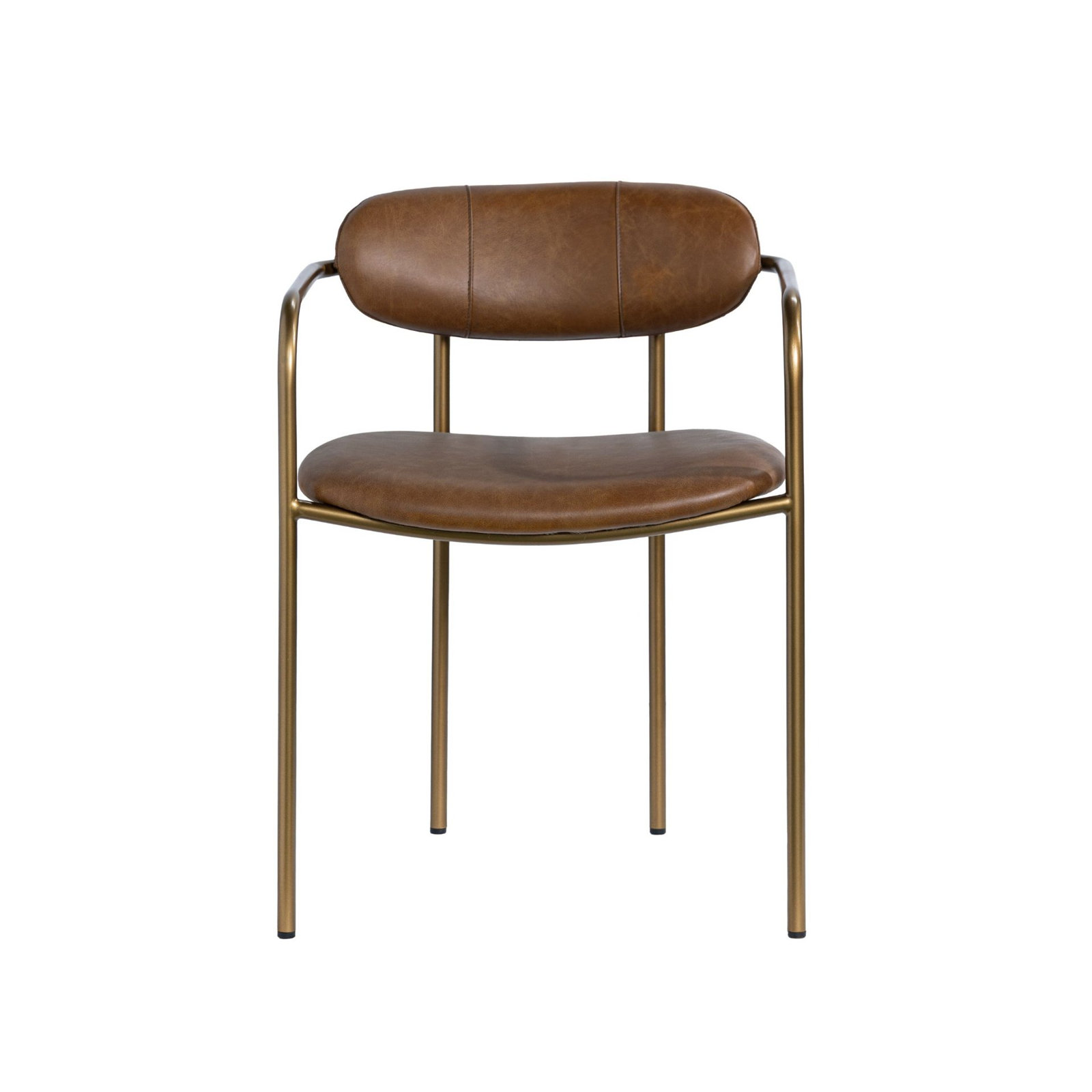 Belarus Upholstered Ladder Back Arm Chair, Gold, Light Brown