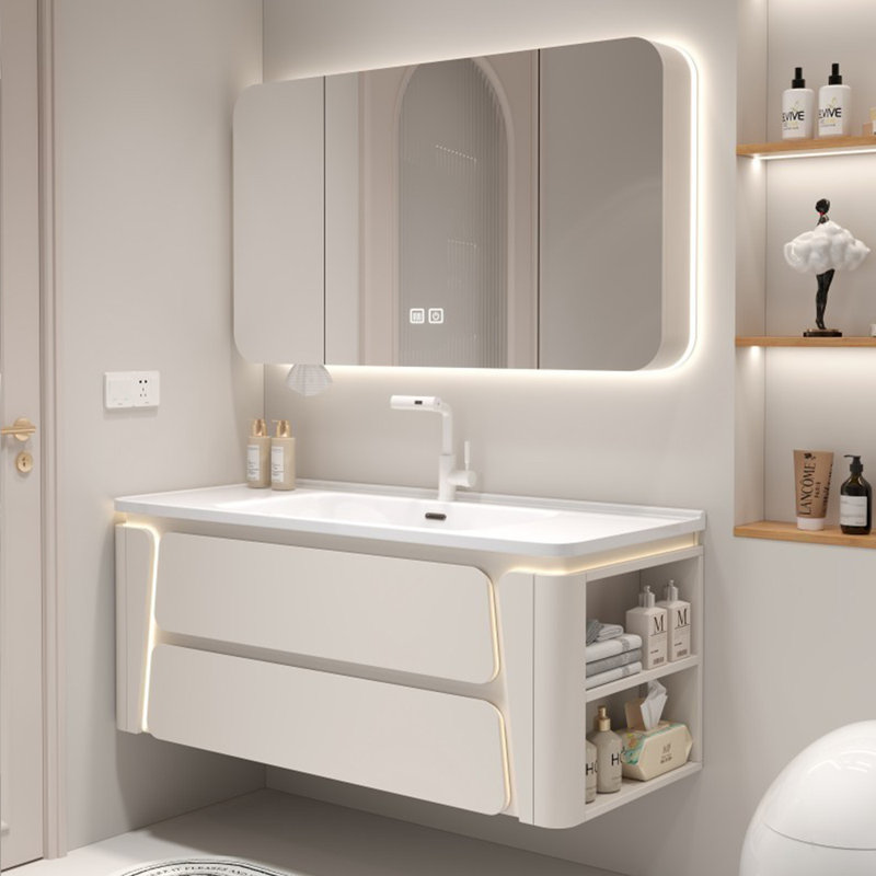 Modern simple bathroom cabinet, Off-White