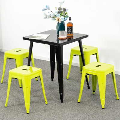Counter Stool Set Of 4,18" Industrial Stackable Metal Bar Stools, Backless Metal Dining Chairs For Indoor Outdoor Kitchen Classroom