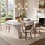 Ensemble de salle à manger moderne de 7 pièces avec table, dessus en faux marbre et chaises en rotin-554257435-554257434