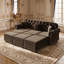 Canapé Chesterfield 82,6 po Mid-Century moderne avec capitonnage à boutons, garniture cloutée, accoudoirs roulés, coussins-133070706