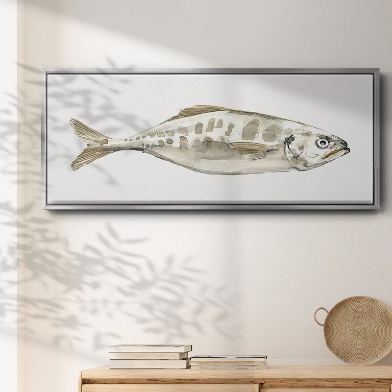 Silver Fish II- Framed Canvas, 20" H x 50" W