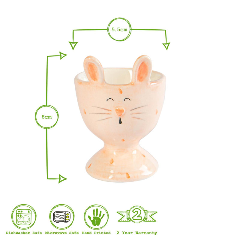 Nicola Spring - Pink Bunny Egg Cup - 5.5cm - Pink