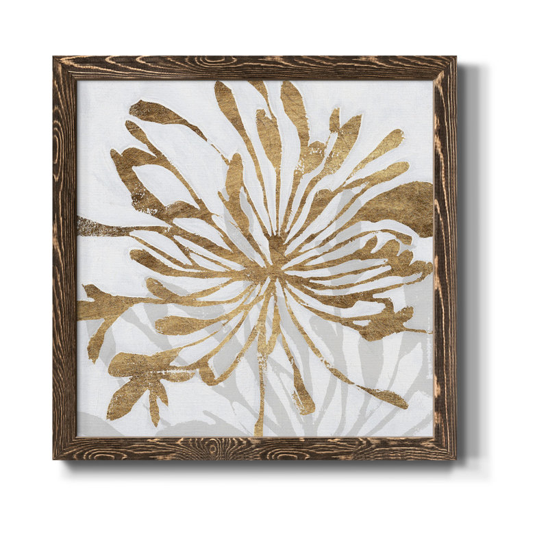 Toile encadrée Golden Gilt Bloom I-Premium - prête à être accrochée, Cadre noyer, H 27,5 po x l 27,5 po x P 1,5 po
