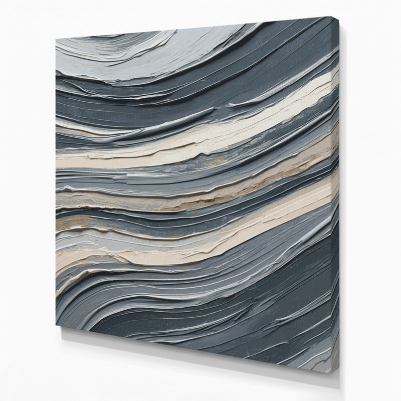 Art mural horizontal sur toile à rayures horizontales gris clair et gris clair, H 12 po x l 12 po