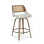 Tabouret de comptoir pivotant 26 po Mid-Century avec siège rembourré et dossier en rotin-2060284120