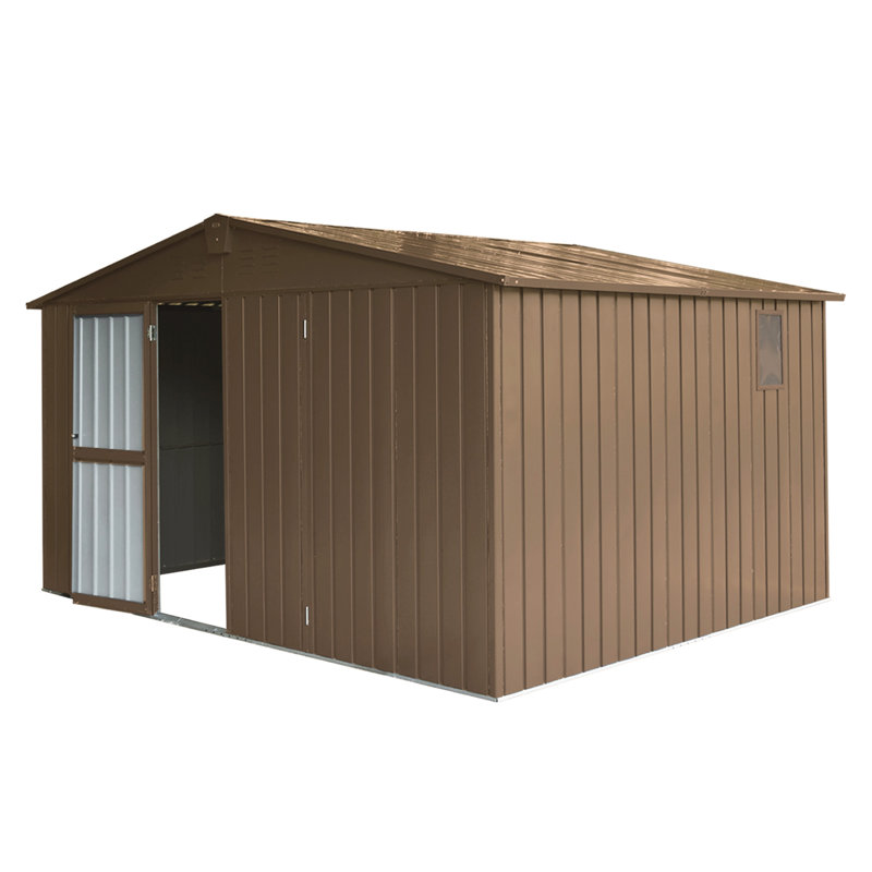 Metal Storage Shed, Brown, 78.7" H x 138.11" W x 109.88" D