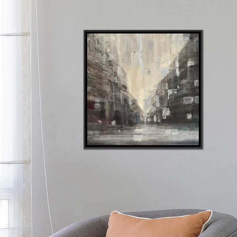 «Silver City», reproduction d'art sur toile tendue, H 26 po x l 26 po x P 1,5 po, Toile avec cadre noir, Pas de tapis