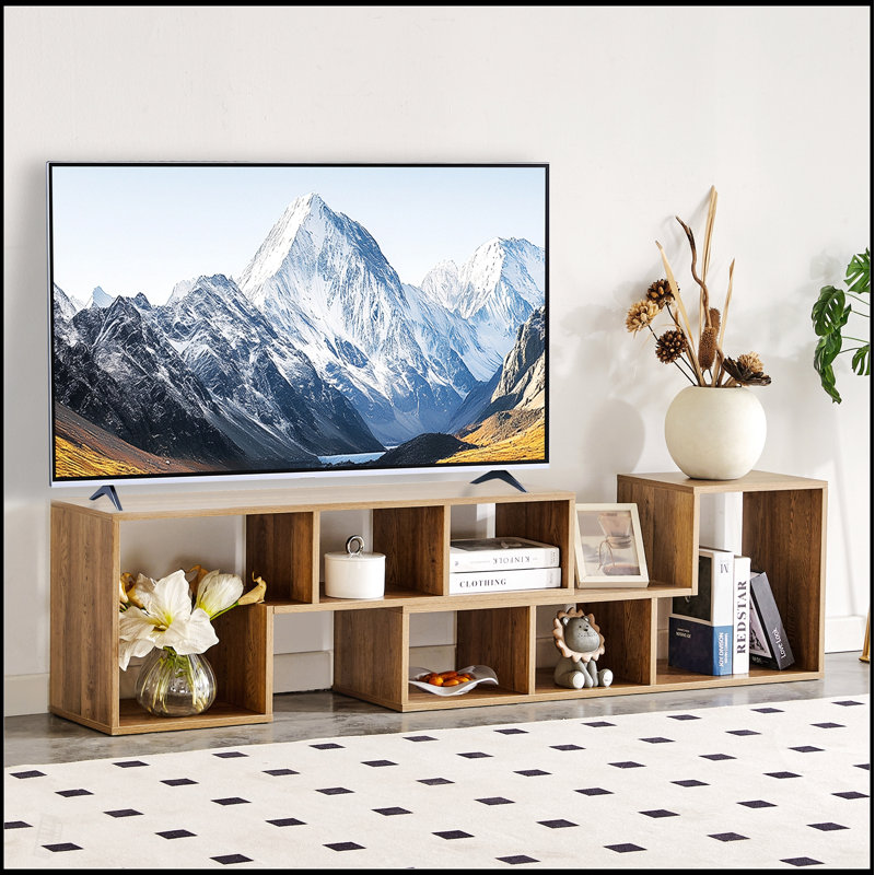 Meuble télé 2 pièces, console de jeu combinée gratuite, tablette de rangement ouverte pour le salon, design en forme de L