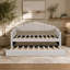 Lit de jour simple rembourré avec couchette, canapé-lit en velours avec ports de chargement USB, aucun sommier nécessaire, beige