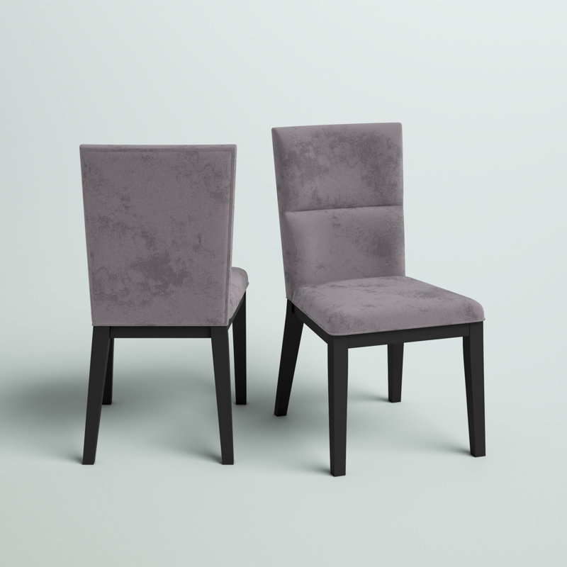 Bourland 35.75'' H Upholstered Side Chair, Gray Velvet, Black