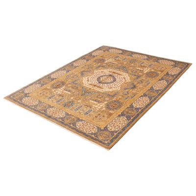 Tapis unique en laine noué à la main 8 pi x 10 pi 1 po nouvel âge Bickleton en brun / crème / olive