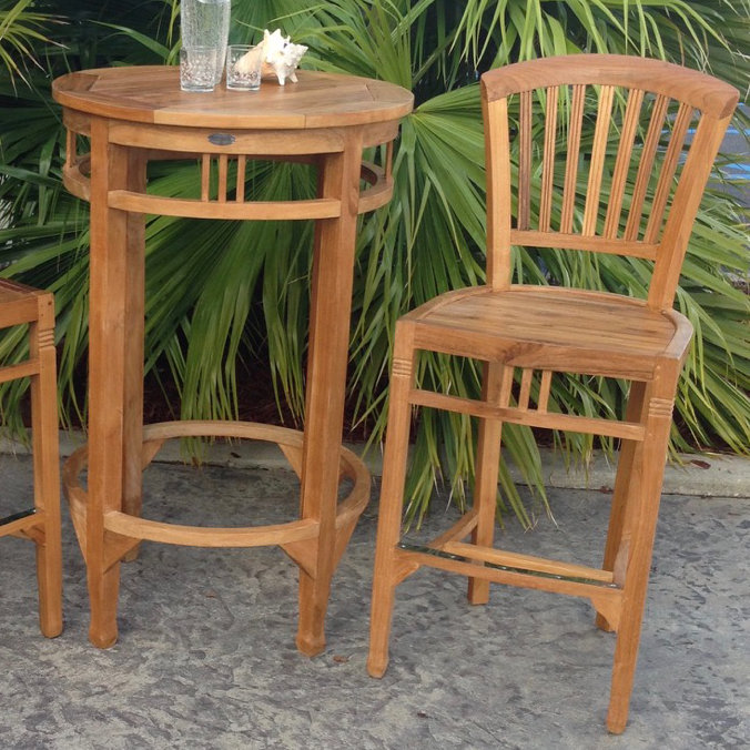 Bauman Outdoor Teak Bar Stool