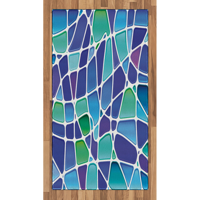 Abstract High Density Long Fiber Poly Threads Decorative Area Rug Carpet, Rectangle 2'7" x 5'