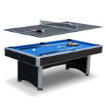 Hathaway Maverick Deluxe 7 Ft Pool Table, with Ping Pong Multi Game Combo Tables for Family Recreation Game Rooms – Includes Billiard Balls, Cues, Paddles, Brush & More