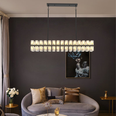 54'' Modern Farmhouse Wagon Wheel Chandelier Black With Clear Crystal Shades (Bulbs Included)