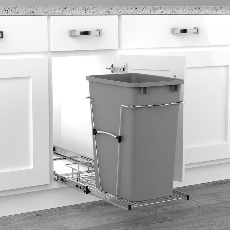 Poubelle escamotable Rev-A-Shelf, Argent métallique