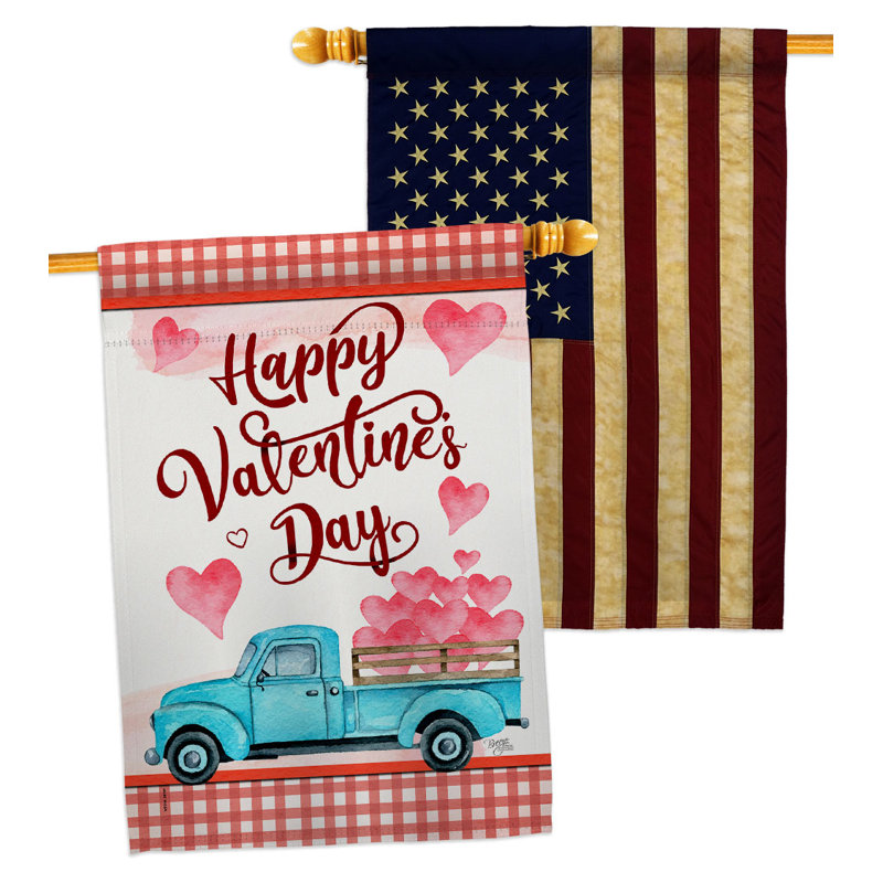Drapeau de maison en polyester 40 x 28 po Valentines