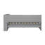 Lit simple en forme de L avec bibliothèques avec prises de courant, ports de chargement USB, deux tiroirs, gris