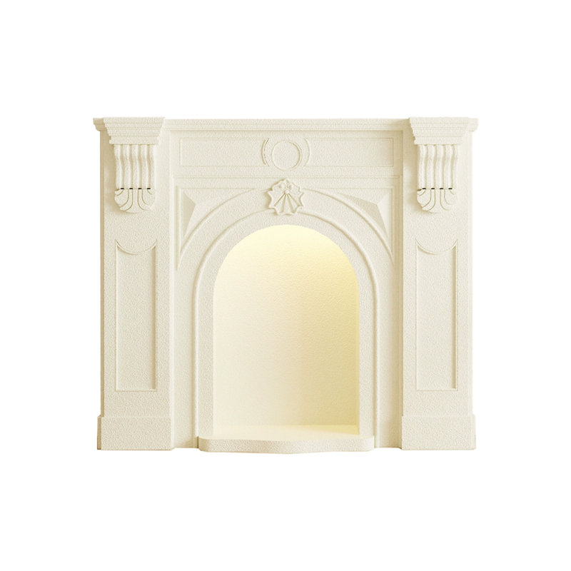 Cream White Manufactured Wood Freestanding Fireplace