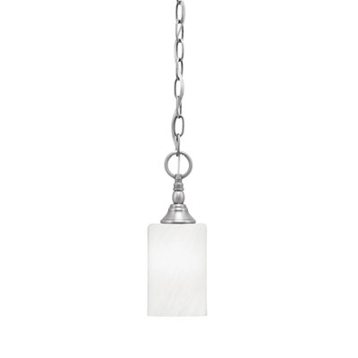 Chain Hung Mini Pendant With 4" White Marble Glass