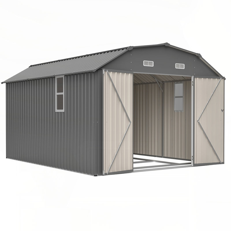  Remise de rangement extérieure en acier robuste avec structure de plancher et revêtement antirouille, idéale pour une protection durable contre les intempéries et une utilisation polyvalente