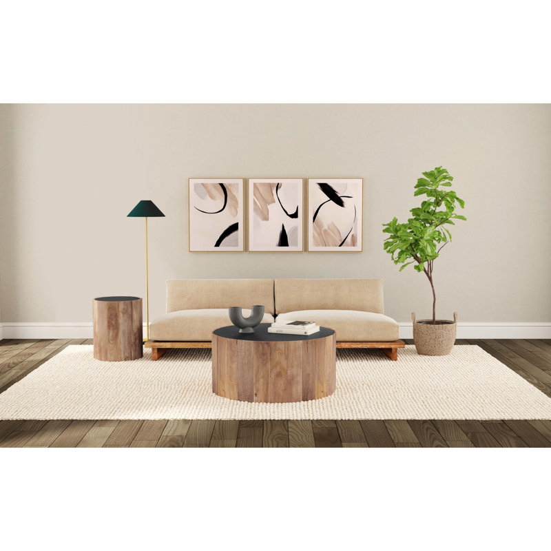 Rowen Stone Top Drum End Table