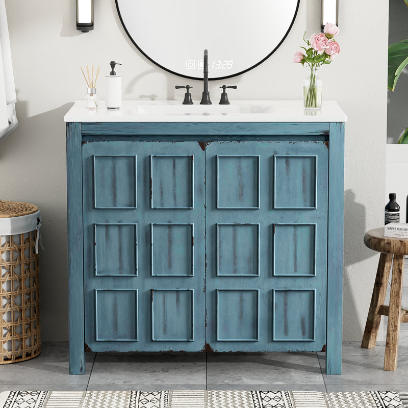 36" Single Bathroom Vanity Set, Retro Blue