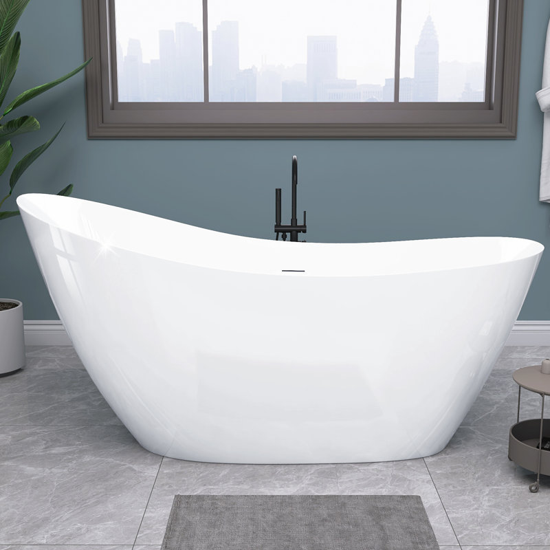 Bathtub 65'' x 30'' Freestanding Soaking Acrylic Bathtub