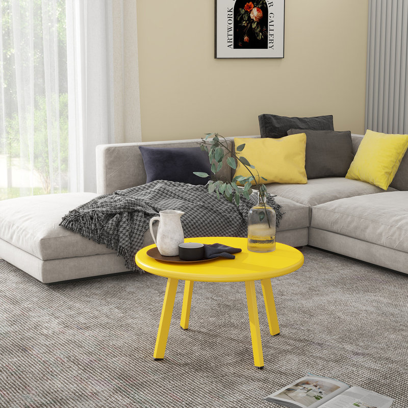 Table d'extérieur ronde 15,75 po Lakhdar, Jaune