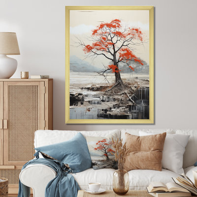 Macguire " Grey Red Minimalism Tree Solitude II "