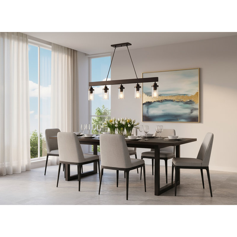 Lustre linéaire pour îlot de cuisine à 5 lumières Menlo Park