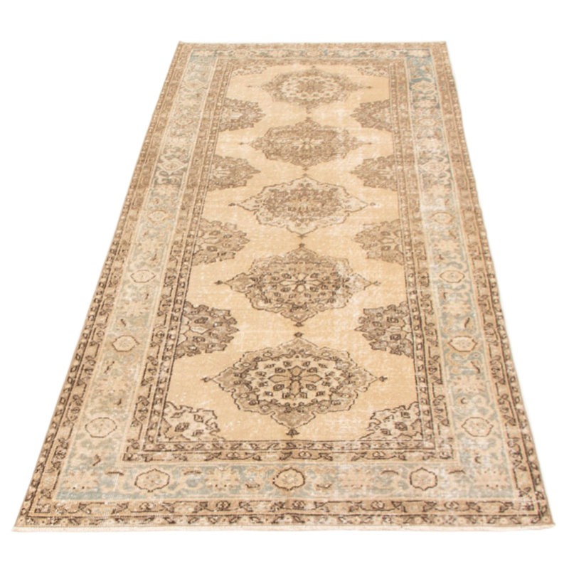Tapis de couloir unique en laine noué à la main style années 1990 de 4 pi 7 po x 11 pi 1 po Moryn