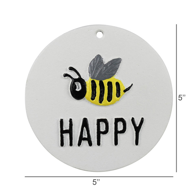 Bee Happy Sign, Cast Iron
