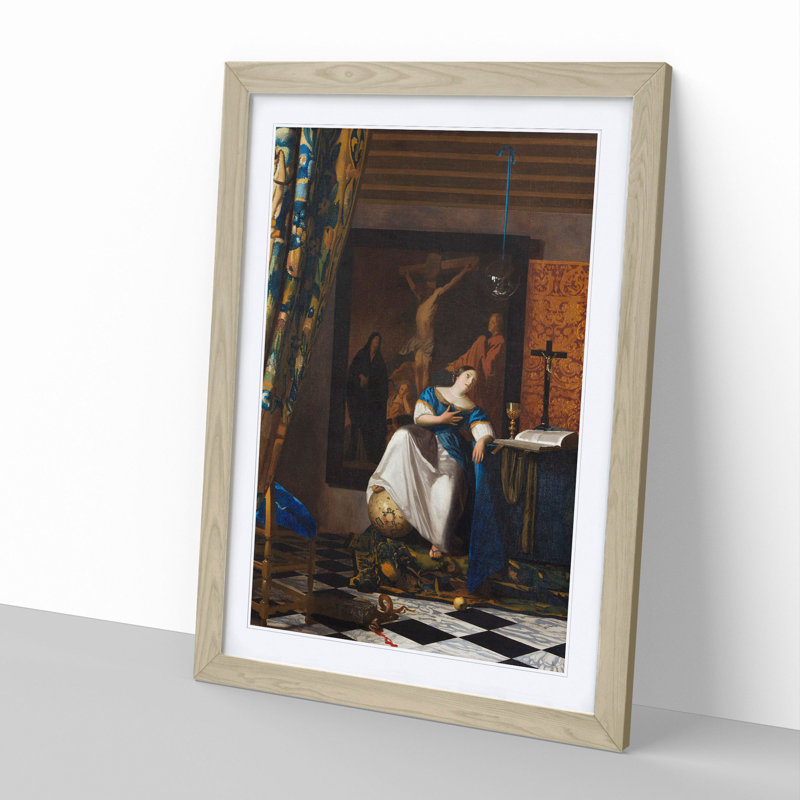 Allegory of the Catholic Faith by Johannes Vermeer - Picture Frame Graphic Art, 48cm H x 36cm W x 2cm D, Oak Framed