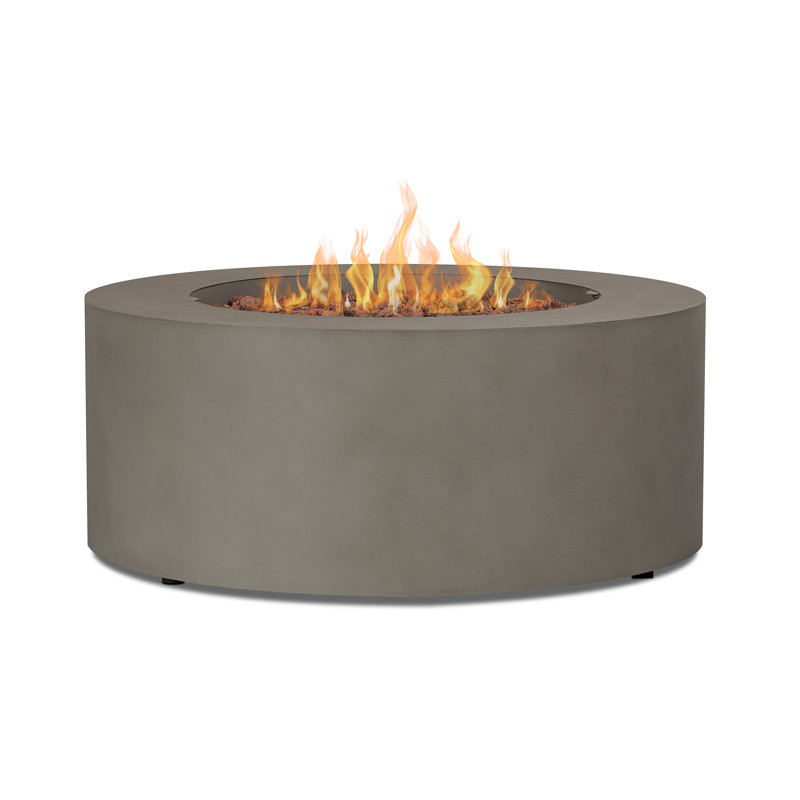 AEGEAN 36" Round Steel Propane or Natural Gas Fire Pit Table by Real Flame, Gray