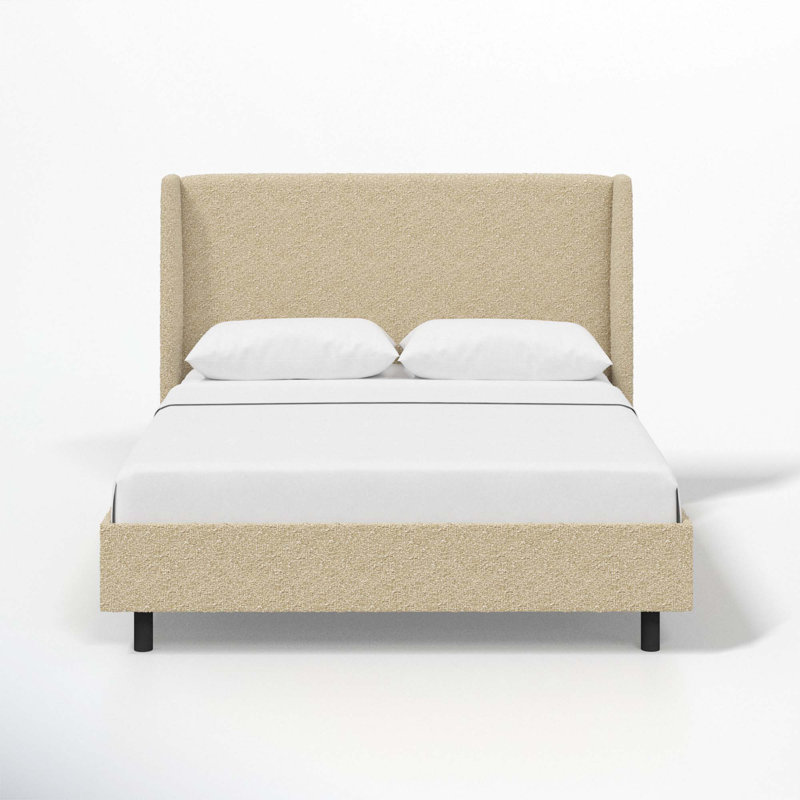 Tilly Upholstered Low Profile Platform Bed, Queen, Classic Buff Boucle