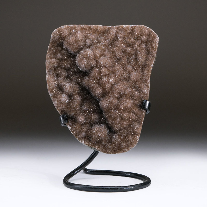 Red Druzy Crystal Cluster On Metal Stand