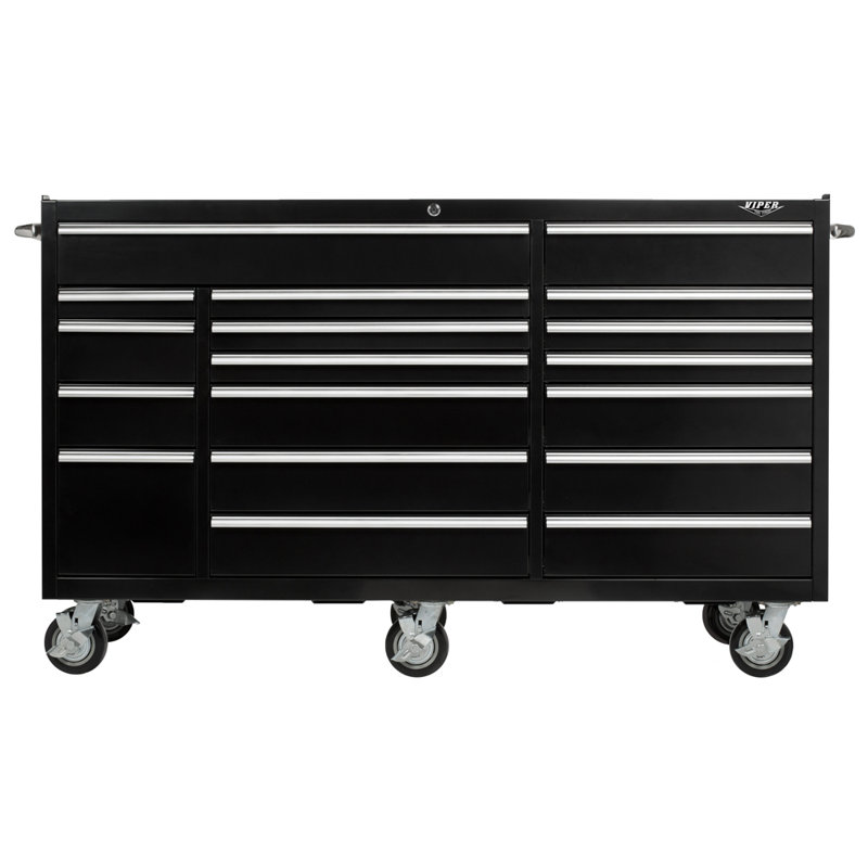 Pro Series 72" W 30" D 18-Drawer Rolling Tool Cabinet, Black