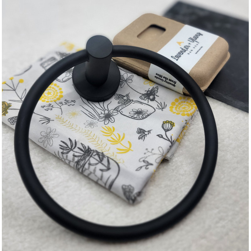 Dia Wall Mounted Towel Ring, Noir mat