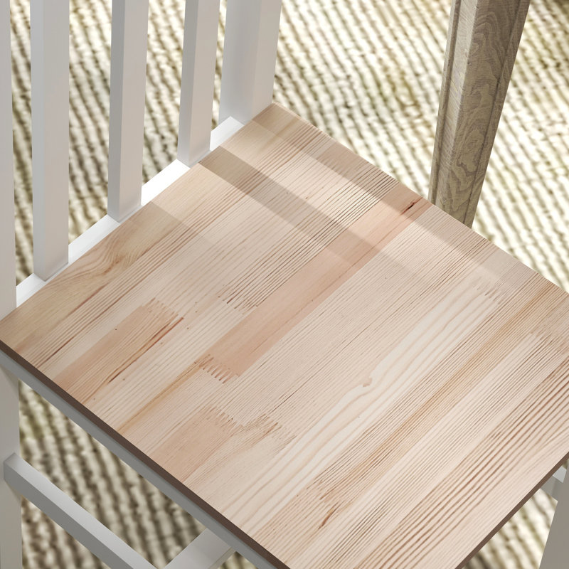 4 chaises de salle à manger, dossier à lattes blanches - pin, capacité de poids de 264 lb, polyvalente pour de multiples occasions, assise peu encombrante en bois de pin sans accoudoirs, espace de vie idéal