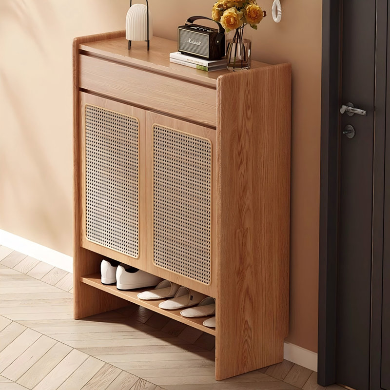 35.43" Natural Wood Color Solid wood Red Oak Shoe Storage