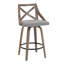 Tabouret de comptoir à hauteur fixe en bois gris clair et tissu gris - ensemble de 2