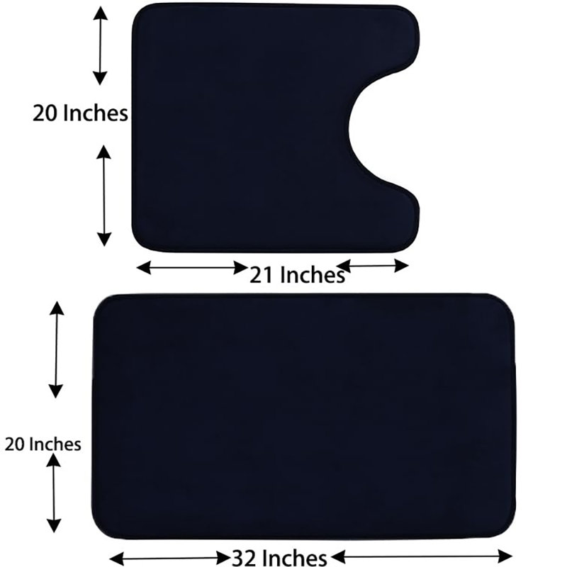 Ensemble de tapis de salle de bain 4 pièces avec couvercle de toilette et couvercle de réservoir noir