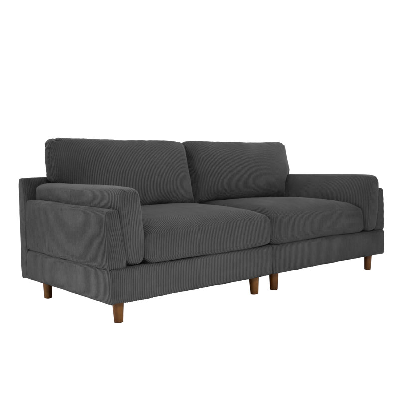 Ainara 90.3'' Square Living Room Sofa, Gray Performance Corduroy